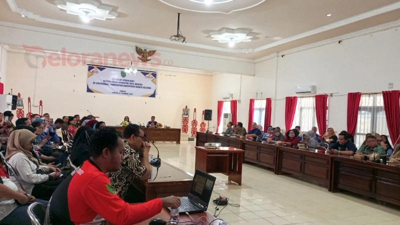 Peserta mengikuti sosialisasi Peraturan Bupati Nomor 13 Tahun 2024 tentang sistem kerja ASN di Aula Kantor Bapperida Barsel (foto: Geloranews.co/dok)