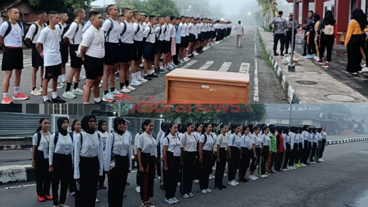 Peserta seleksi Paskibraka 2025 Barito Selatan saat mengikuti tahapan kesamaptaan di halaman Kantor Bupati Barsel