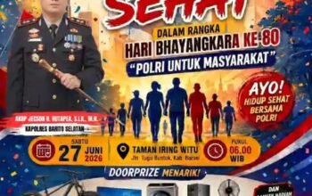 polres-barito-selatan-gelar-jalan-sehat-gratis-sambut-hari-bhayangkara-ke-80,-siapkan-tv-hingga-sepeda-gunung-sebagai-door-prize