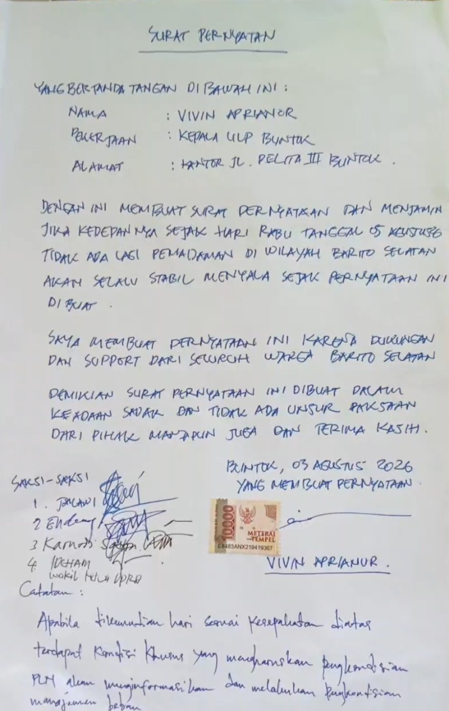 didemo-warga,-pln-janji-tak-ada-lagi-pemadaman-bergilir-di-barito-selatan-mulai-5-agustus