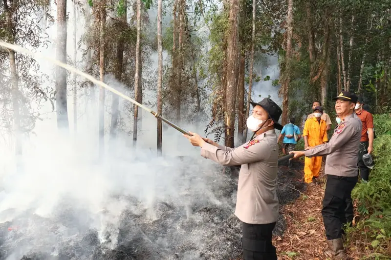 polres-barsel-gerak-cepat-padamkan-karhutla-di-bantai-bambure,-12-hektare-lahan-terbakar