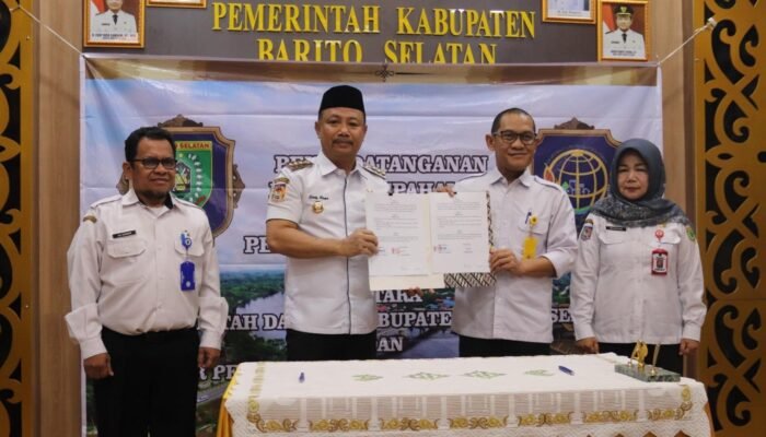 Amankan Aset Daerah, Bupati Barsel Eddy Raya Samsuri Teken MoU dengan Kantor Pertanahan