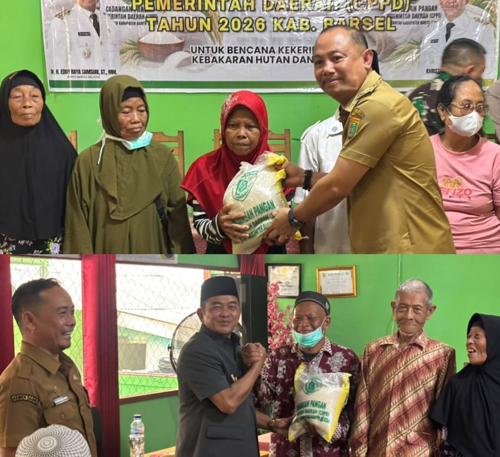 karhutla-mengganas,-bupati-dan-wakil-bupati-barsel-salurkan-bantuan-pangan